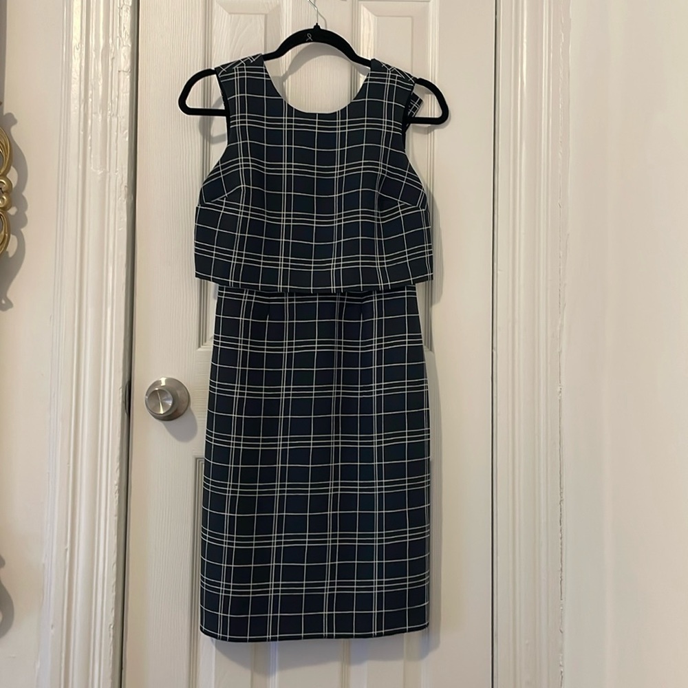 Banana Republic Pattern Sheath Work Dress - Blue/White
